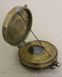 Pocket Sundial Compass Brass Antique Finsh