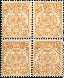 Transvaal Unmounted Mint Block 2 6 Orange-buff Perf 12-5 Reprints