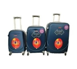 Abs 3PC Luggage Sets -hardshell Lightweight Durable Suitcase With Spinner Wheels Dark Blue