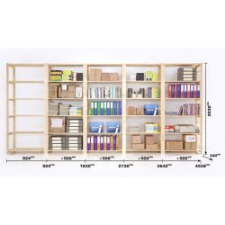 5 Bay 6 Level Pine Wooden Modular Diy Book Filing Shelf - 2700MM High