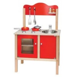 Noble Kitchen Red Stove Sink & Cupboard & Accessories
