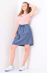 Big Girls Pleated Skirt - Denim - Denim 8-9 Years