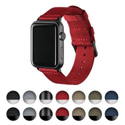Archer Watch Straps Premium Nylon Replacement Bands For Apple Watch Red Black 42MM