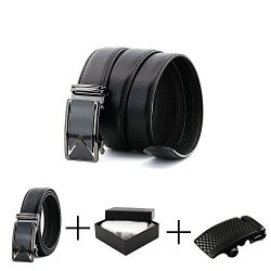 Men Leather Ratchet Automatic Buckle Dress Belt With Standby Buckle-trim To Fit Waist Size 42-48" Length 130CM Style C