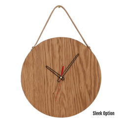Magna Wall Clock In Oak - 250MM Dia Natural Sleek Red Second Hand