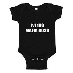 Baby Romper Lvl 100 Mafia Boss Black For Newborn Infant Bodysuit