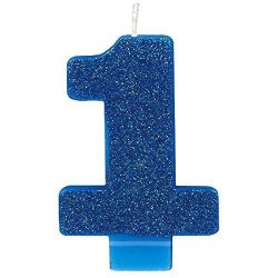 Amscan Candle Number 1 Glitter - Blue 1 Pack
