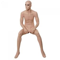 Full Body Male Mannequin Sitting - Beige