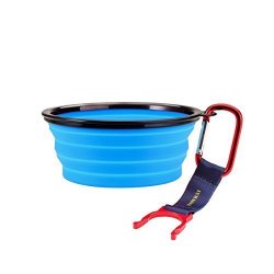 INMAKER Collapsible Dog Bowl BPA Free Portable Travel Bowl Blue/1.5 Cup FDA Approved Silicone Pet Bowl for Dog Cat