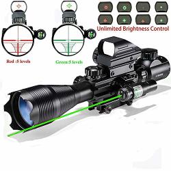 Rifle Scope Combo 4-16X50EG Dual Illuminated With Green Laser Sight 4 Holographic Reticle Red green Dot For Weaver rail Mount
