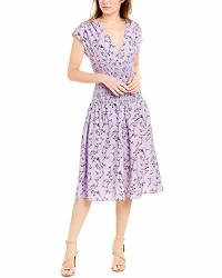 Keepsake The Label Women's Secure Smocked Drop Waist Button Down Midi Dress Lilac Floral XS
