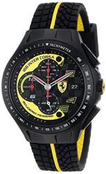 Ferrari Men's 0830078 Race Day Black And Yellow Watch With Textured Rubber Strap