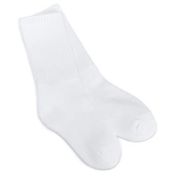 Seamless Crew Non-cushion Socks - White - Medium
