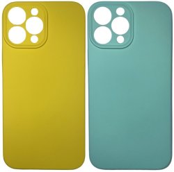 Yellow And Turquoise Liquid Silicone Cover For Iphone 12 Pro Max