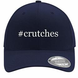 Crutches - Adult Men's Hashtag Flexfit Baseball Hat Cap Dark Navy Small medium