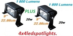 Pair Of 2 X 20w Cree T6 Led Bar Spotlight With Unique Reflective Cone Free Delivery