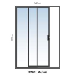 Aluminium Sliding Door Charcoal 1 Panel Sliding W1500MM X H2100MM