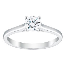 Round Diamond Solitaire Engagement Ring 18ct in White Gold