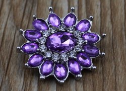 New Fashion Noosa Infinity Charms - 1 X Snap Button - Silvertone Amethyst And White Crystals