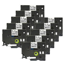 10 Pack TZ-231 TZE-231 TZE231 Compatible Brother Label Tape 1 2"X26.2FT Black On White