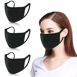 Kissbuty 3 Pack Mouth Mask Teens Women Anti Dust Face Mask Cotton Mouth Mask Black 3 Layers Cotton Face Mask For Cycling Camping Travel