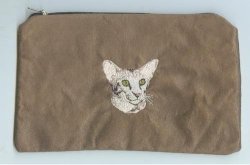 Make Up pencil Bag Oriental Cat Light Brown