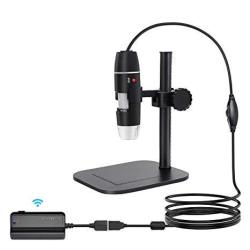 Depstech Wifi Digital Microscope Large Capacity 2200MAH Portable USB Microscope 50 To 500X With 8 Brightness- Adjustable Leds And Stand For Ios android windows