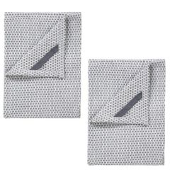 Tea Towels In Lily White And Gunmetal Ridge Set Of 2