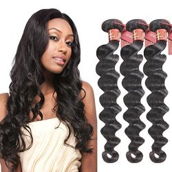 Brazilian Virgin Hair Loose Wave 3 Bundles Grade 8A Unprocessed Remy Human Hair Extensions Weft Natural Black Color 18 20 22