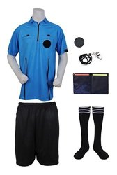 New 2018 Pro Soccer Referee Package 7 Piece Blue Youth Large