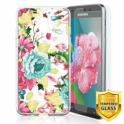 Tjs Galaxy J3 2018 J3 V 2018 EXPRESS Prime 3 J3 STAR J3 ORBIT J3 ACHIEVE J3 Prime 2 AMP Prime 3 SOL 3 Case With Tempered Glass Screen Protector Tpu Matte