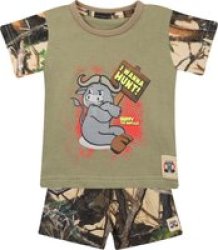 Sniper Africa I Wanna Hunt Kids Khaki Set Green