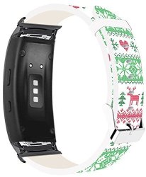 Galaxy Gear FIT2 Pro Bands Leather Replacement Strap For Samsung Galaxy Gear Fit 2 FIT2 Pro Straps Black Connectors + Christmas Printing Theme Design Heart Flower Snow