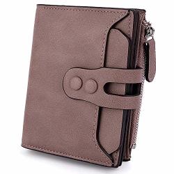 Uto Rfid Wallet For Women Pu Matte Leather Card Holder Organizer Zipper Coin Purse With Snap Purple