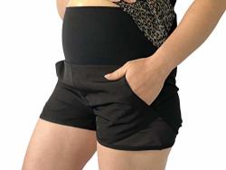 Elan Array Maternity Shorts For Women. Cute Maternity Clothes & Comfy Maternity Lounge Shorts. Black