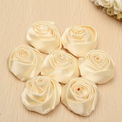 12PCS 55MM Beige Artificial Silk Satin Roses Flower Heads Wedding Decoration Diy Craft