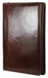 ADPEL A4 Italian Leather Zip-around Folder With Pad Brown