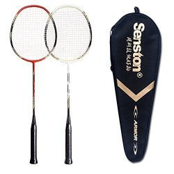 Senston - 2 Player Badminton Racket Set Carbon Fiber Shaft Racquets Badminton Set - Including 1 Badminton Bag