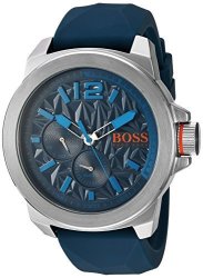 Boss Orange Men's Quartz Stainless Steel And Silicone Watch Color:blue Model: 1513376