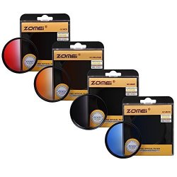 Zomei 62MM Graduated Gradual Gc Grey Blue Orange Red Filter Kit For Canon Nikon