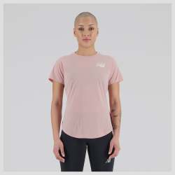 New Balance Womens Graphic Accelerate Ss Top- Pink - XL