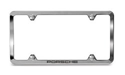 Polished Porsche Stainless Steel Slimline License Plate Frame With Script