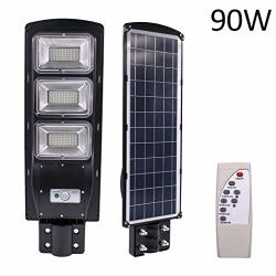 HHOO88 30 60 90W LED Solar Street Light Pir Motion Sensor Wall Timing Lamp+remote Control Set Waterproof For Exterior Roads Garages Streets Parks 90W