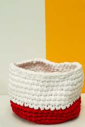 Crochet Pot Socks - 30CM White And Red