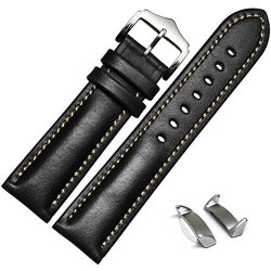 Voberry Genuine Leather Watch Band Strap + Lugs Adapters For Samsung Galaxy Gear S2 SM-R720 Black
