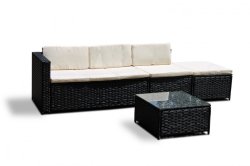 Fine Living - 4 Piece Rattan Livorno Lounge Set - Marble Black