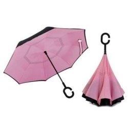 Iconix Reverse Folding Umbrella With C-shaped Handle-pink