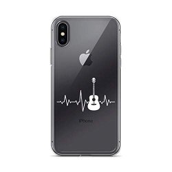 Iphone X xs Pure Clear Case Transparent Cases Cover Acoustic Guitar Heartbeat Musician Hearts Crystal Clear