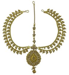 Gold Tone Indian Women Kundan Cz Stone Women Forehead Matha Patti Party Jewelry IMOJ-BMT20A
