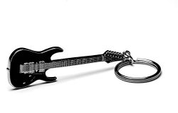 Ibanez Guitar Black Polished Silver-plated Keyring
